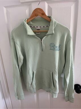 PINK Victoria's Secret Mint Green Quarter-Zip Sweater